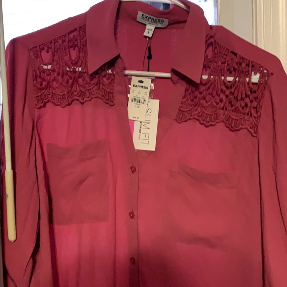 Pink lace back Portofino blouse